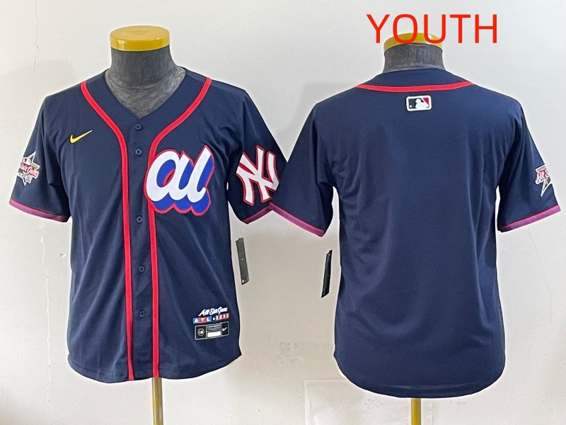 Youth 2025 New York Yankees Blank Drak Blue All star Blank Blue Nike MLB Jersey style 5